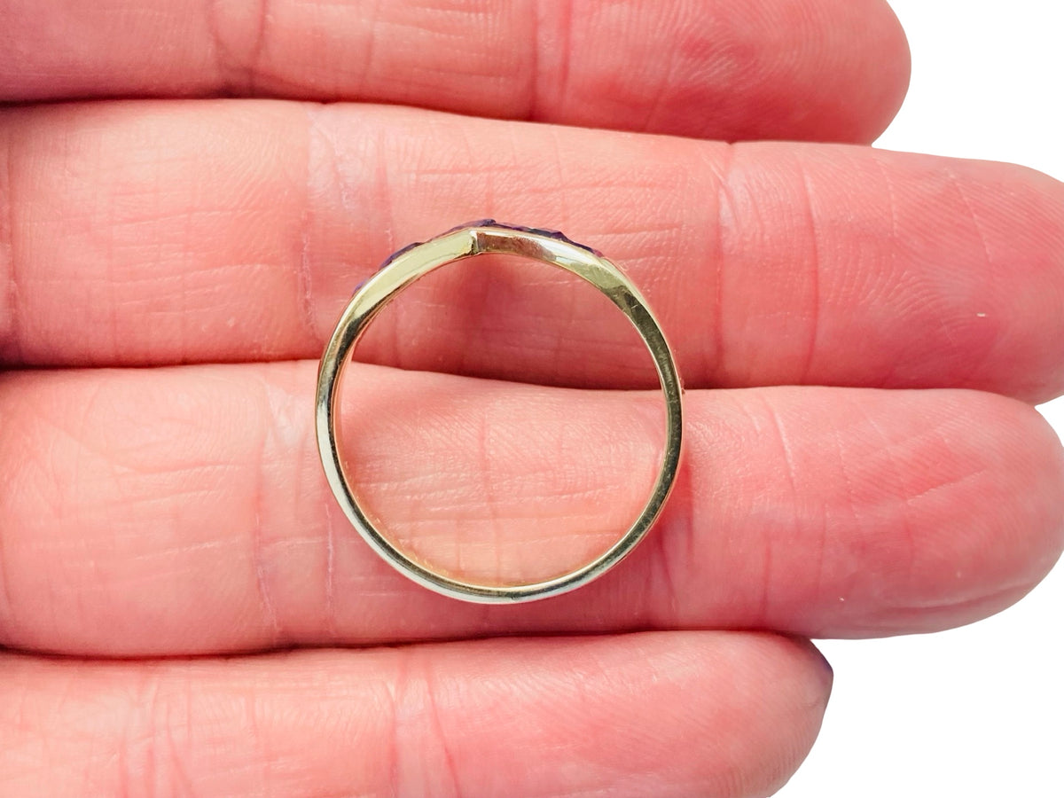 14ct Gold Sapphire Wishbone Ring