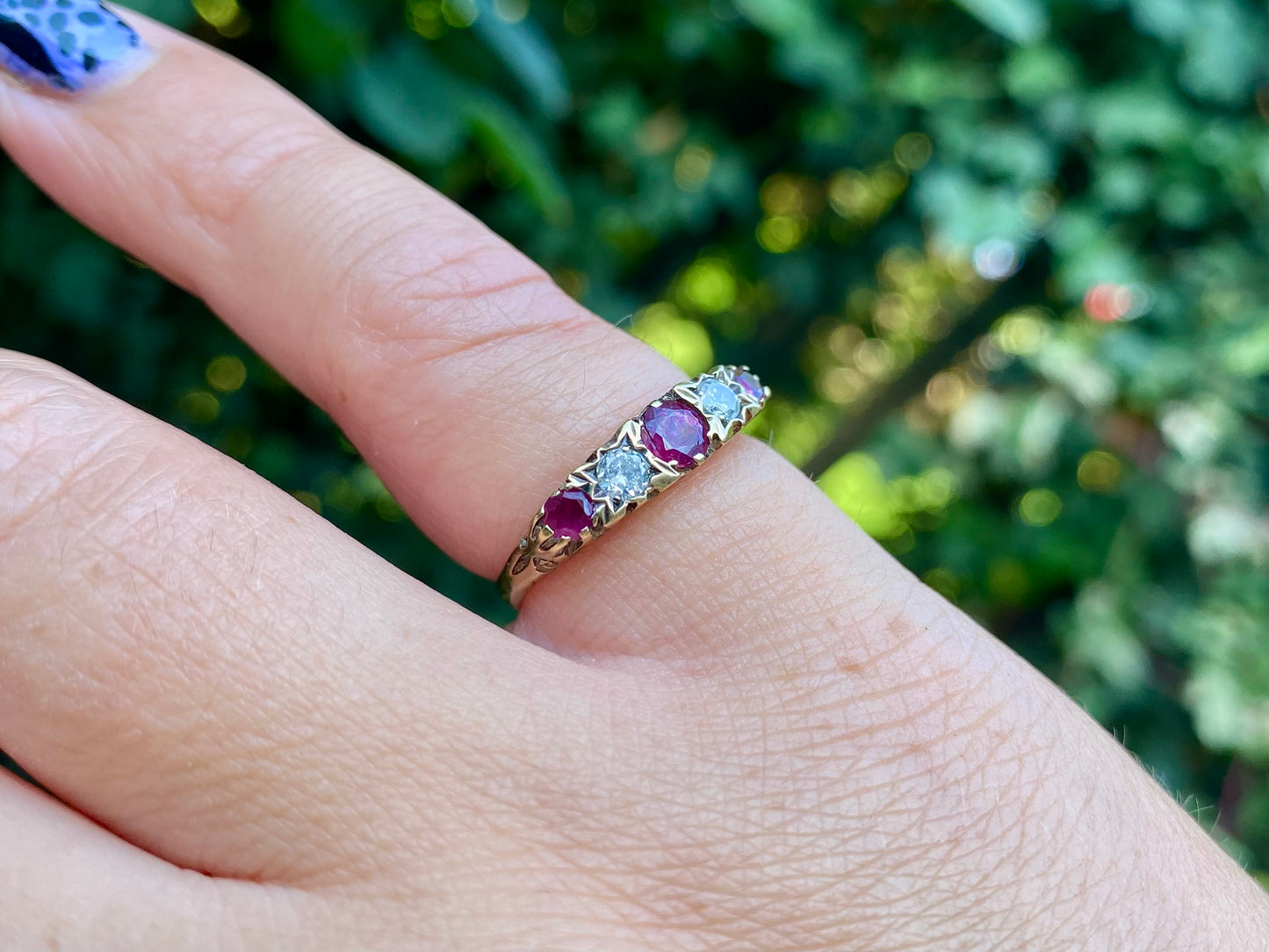 Vintage 9ct Gold Ruby & Diamond Ring