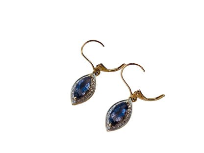 9ct Gold Iolite & Diamond Earrings