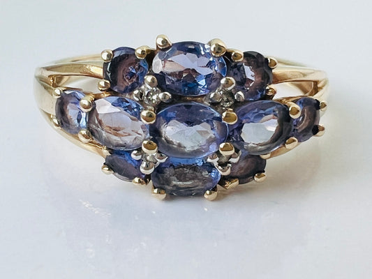 9ct Gold Tanzanite & Diamond Ring