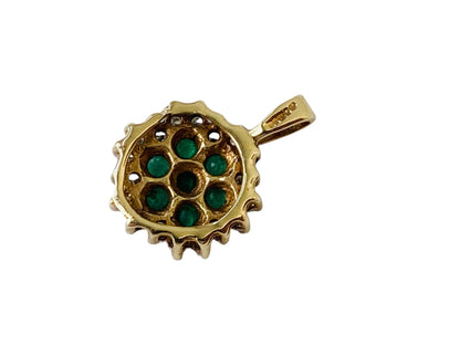 9ct Gold Emerald & Diamond Pendant