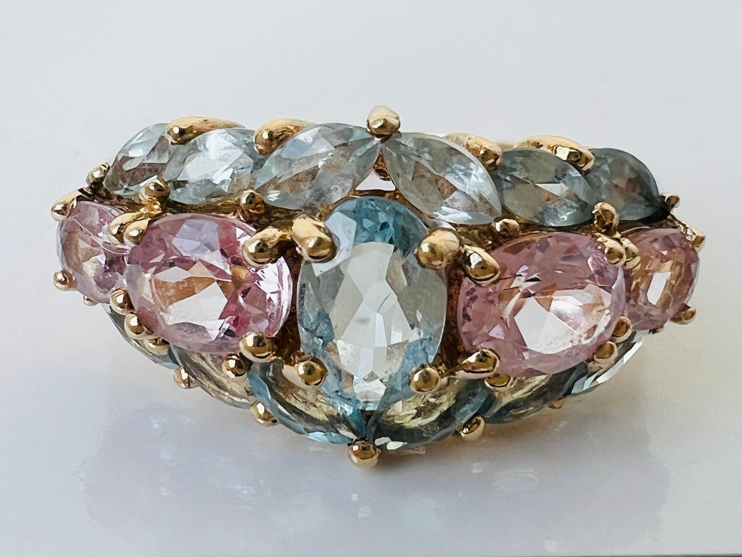 9ct Gold Pink Topaz & Beryl Ring