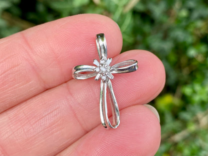 10ct Gold Diamond Cross Pendant