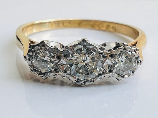 Antique 18ct Gold Three-Stone Diamond Ring