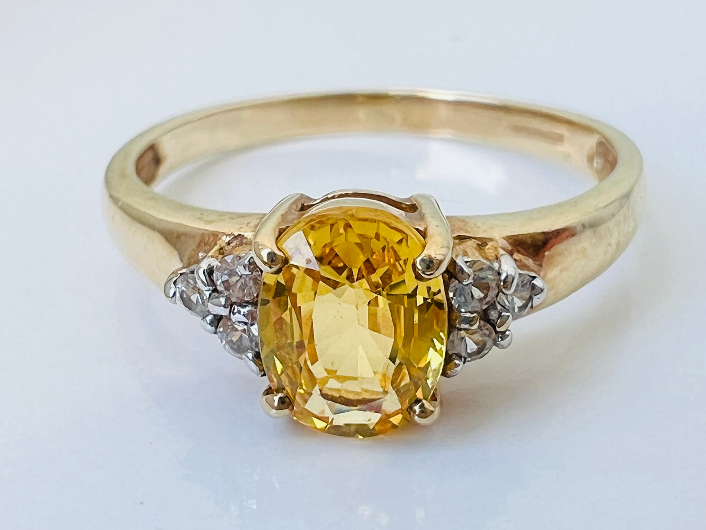 9ct Gold Yellow & White Sapphire Ring