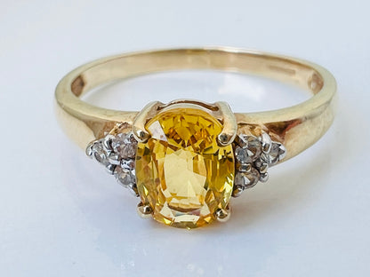 9ct Gold Yellow & White Sapphire Ring