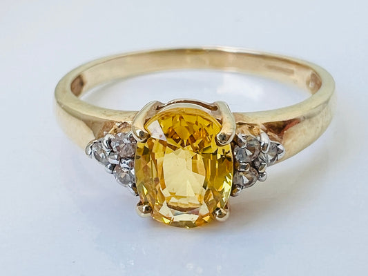 9ct Gold Yellow & White Sapphire Ring