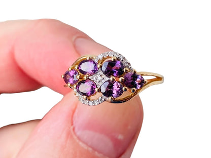9ct Gold Purple Spinel & Diamond Ring