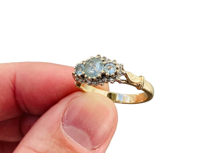 9ct Gold Aquamarine & Diamond Ring