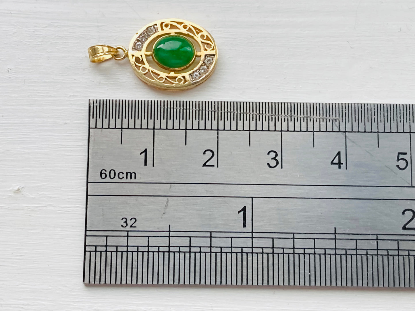 14ct Gold Jade & Diamond Pendant