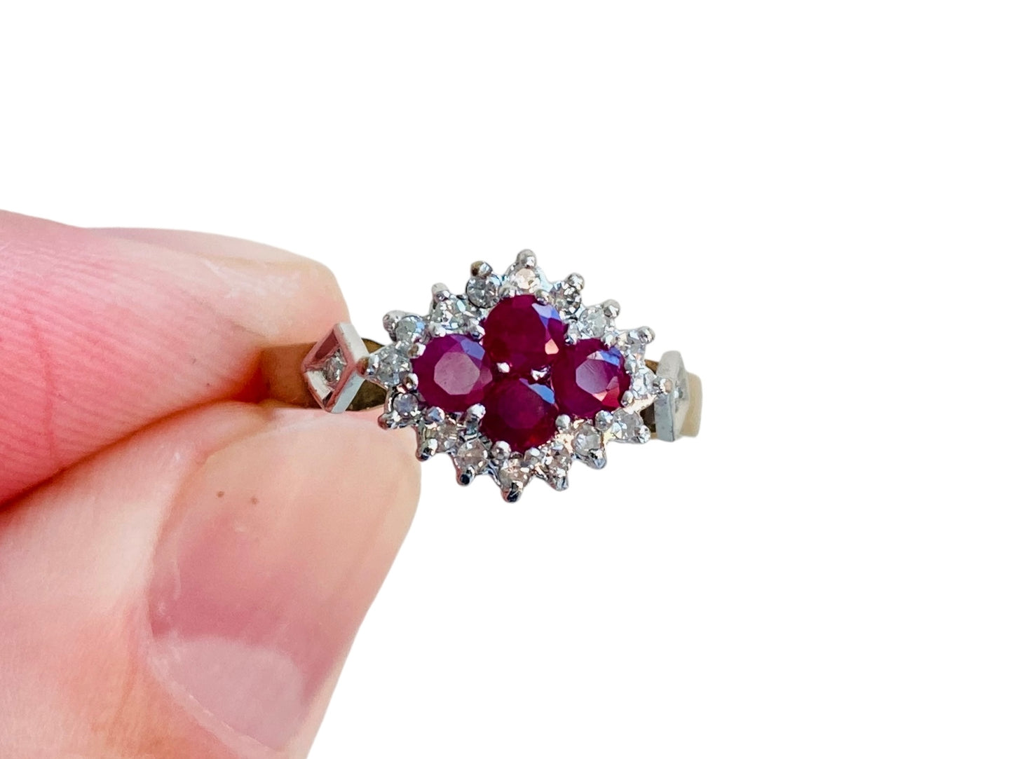 Vintage 9ct Gold Ruby & Diamond Ring