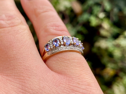 Vintage 9ct Gold Tanzanite & Diamond Ring