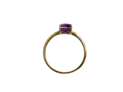 9ct Gold Amethyst & Diamond Ring