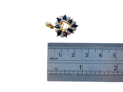 10ct Gold Sapphire & Diamond Heart Pendant