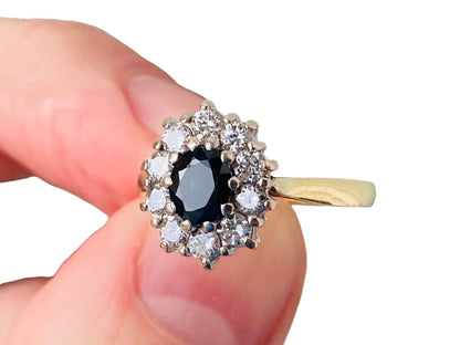 Vintage 18ct Gold Sapphire & Diamond Ring