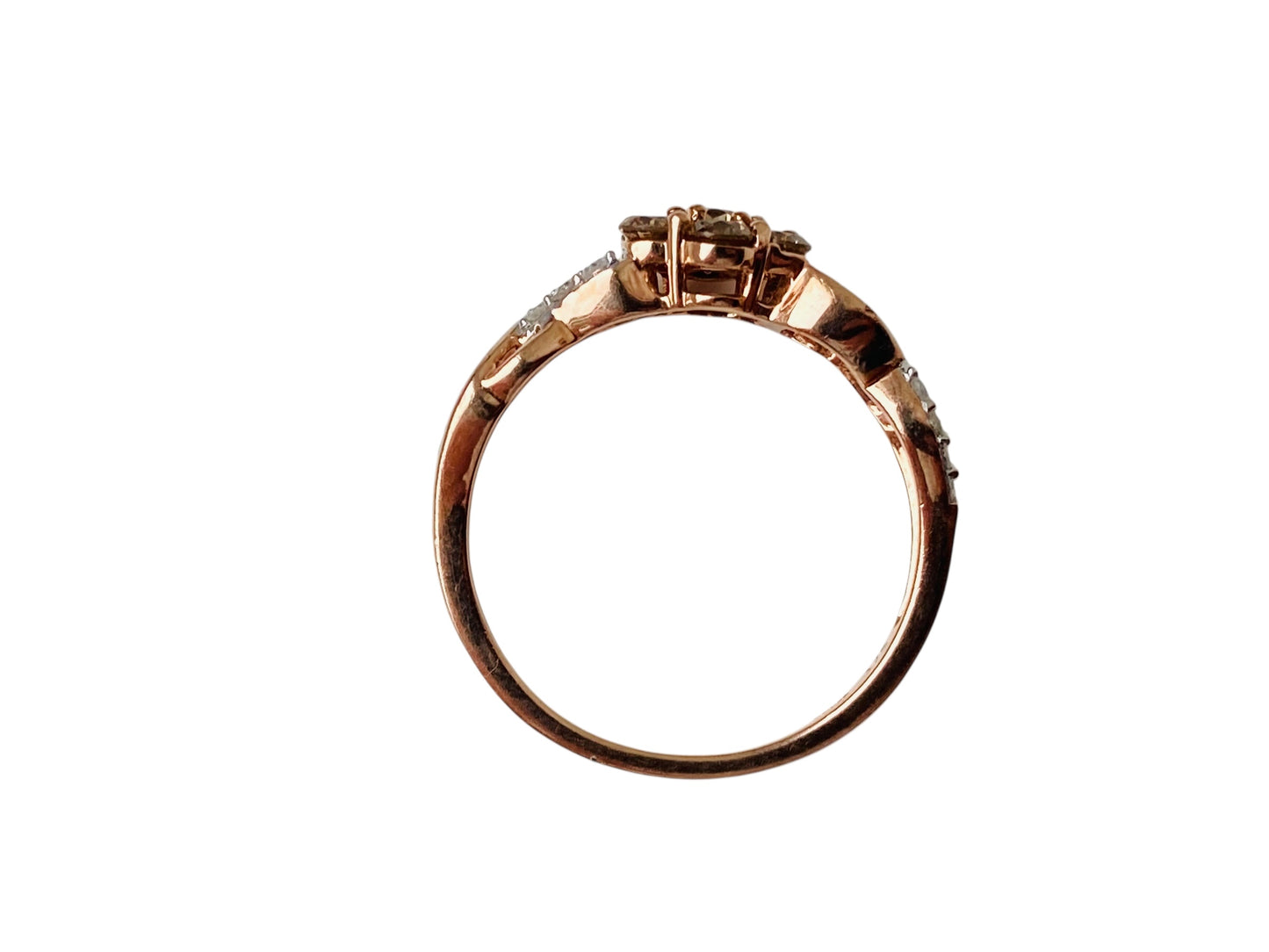 9ct Gold Champagne & White Diamond Ring