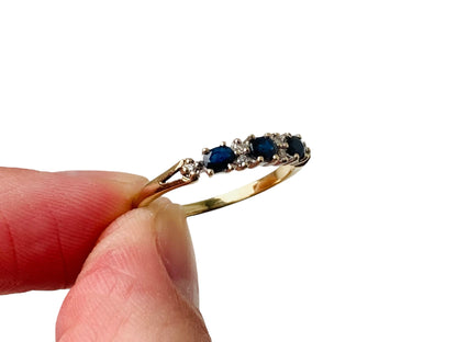 Vintage 9ct Gold Sapphire & Diamond Ring