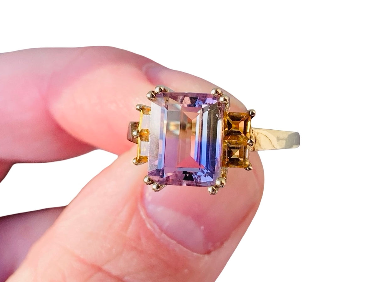 9ct Gold Ametrine & Citrine Ring