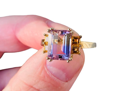 9ct Gold Ametrine & Citrine Ring