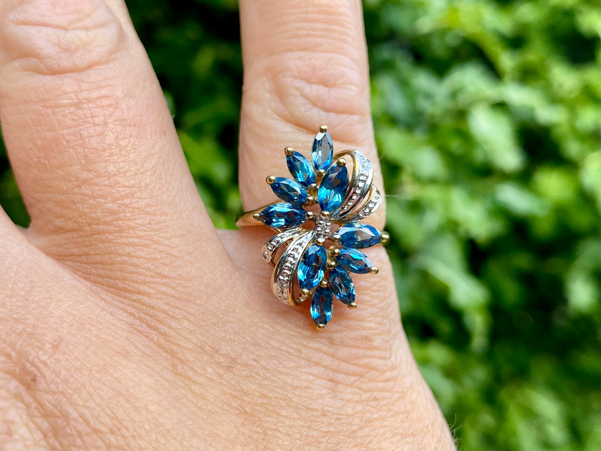 9ct Gold Topaz & Diamond Ring