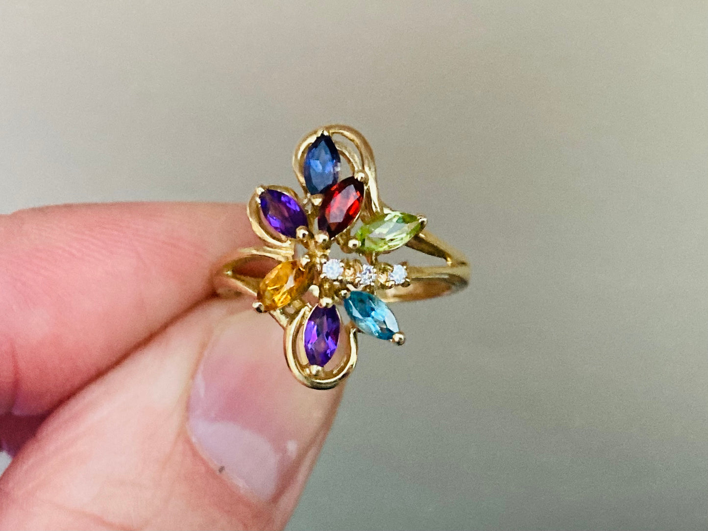 9ct Gold Multi Gemstone Ring