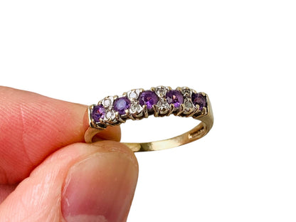 9ct Gold Amethyst & Diamond Ring