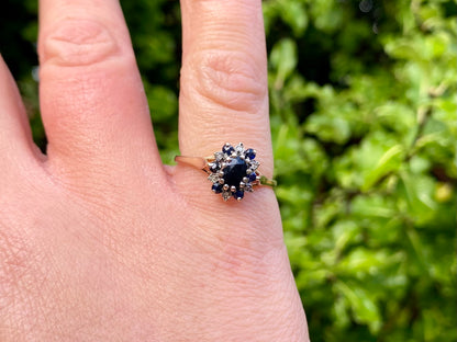 Vintage 9ct Gold Sapphire & Diamond Ring