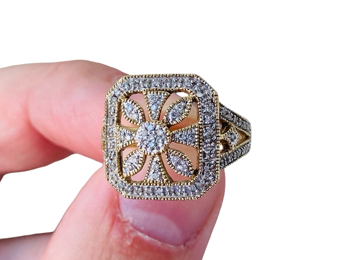 9ct Gold Diamond Cluster Ring