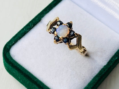 9ct Gold Opal & Sapphire Ring