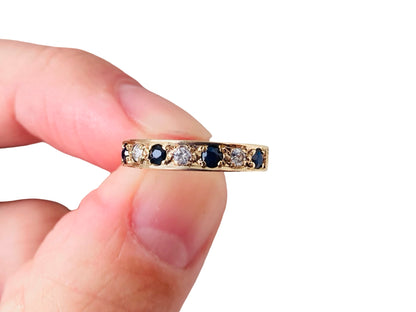 Vintage 9ct Gold Sapphire & Diamond Stacking Ring