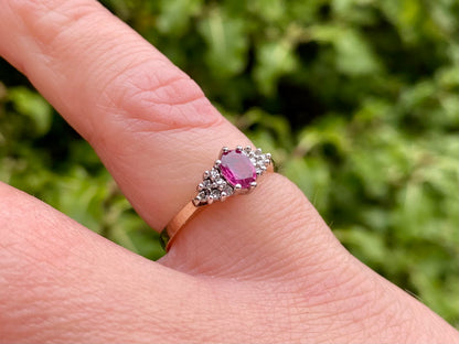 Vintage 9ct Gold Ruby & Diamond Ring