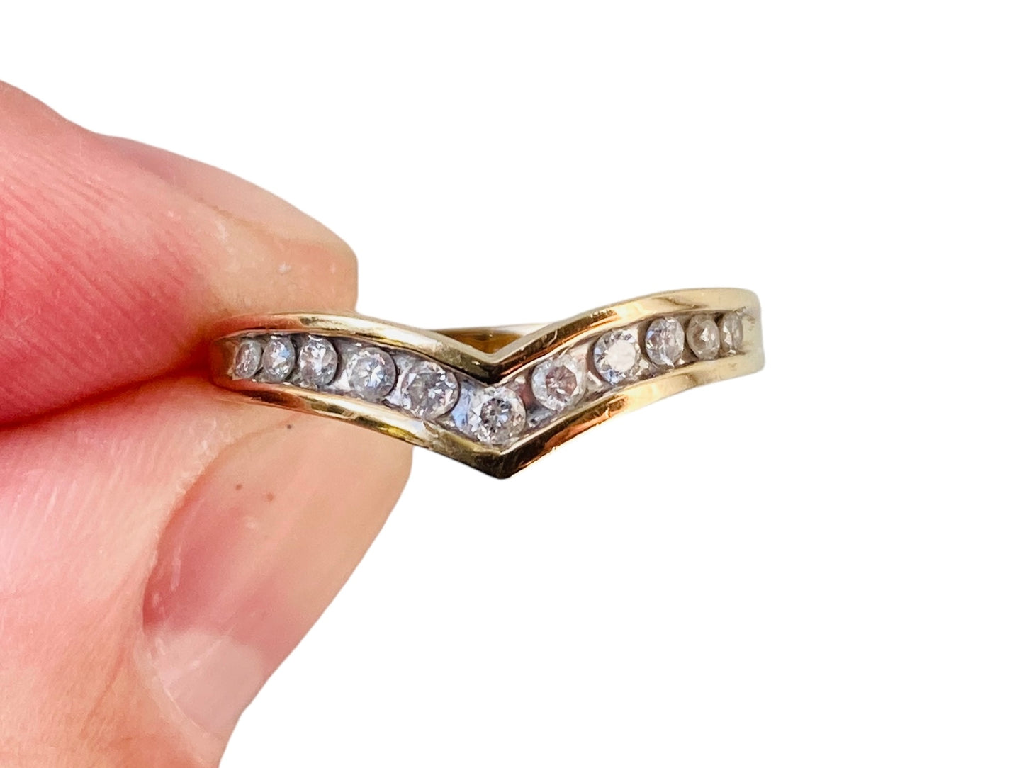 9ct Gold Diamond Wishbone Ring