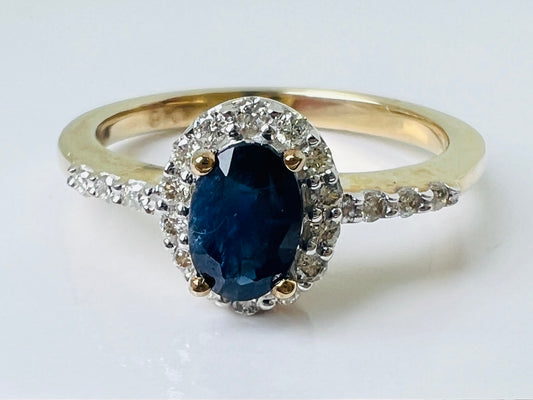 9ct Gold Sapphire & Diamond Ring