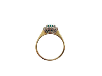Vintage 9ct Gold Emerald & Diamond Ring