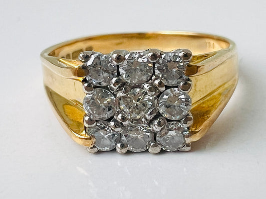 Vintage 18ct Gold Nine-Stone Diamond Ring