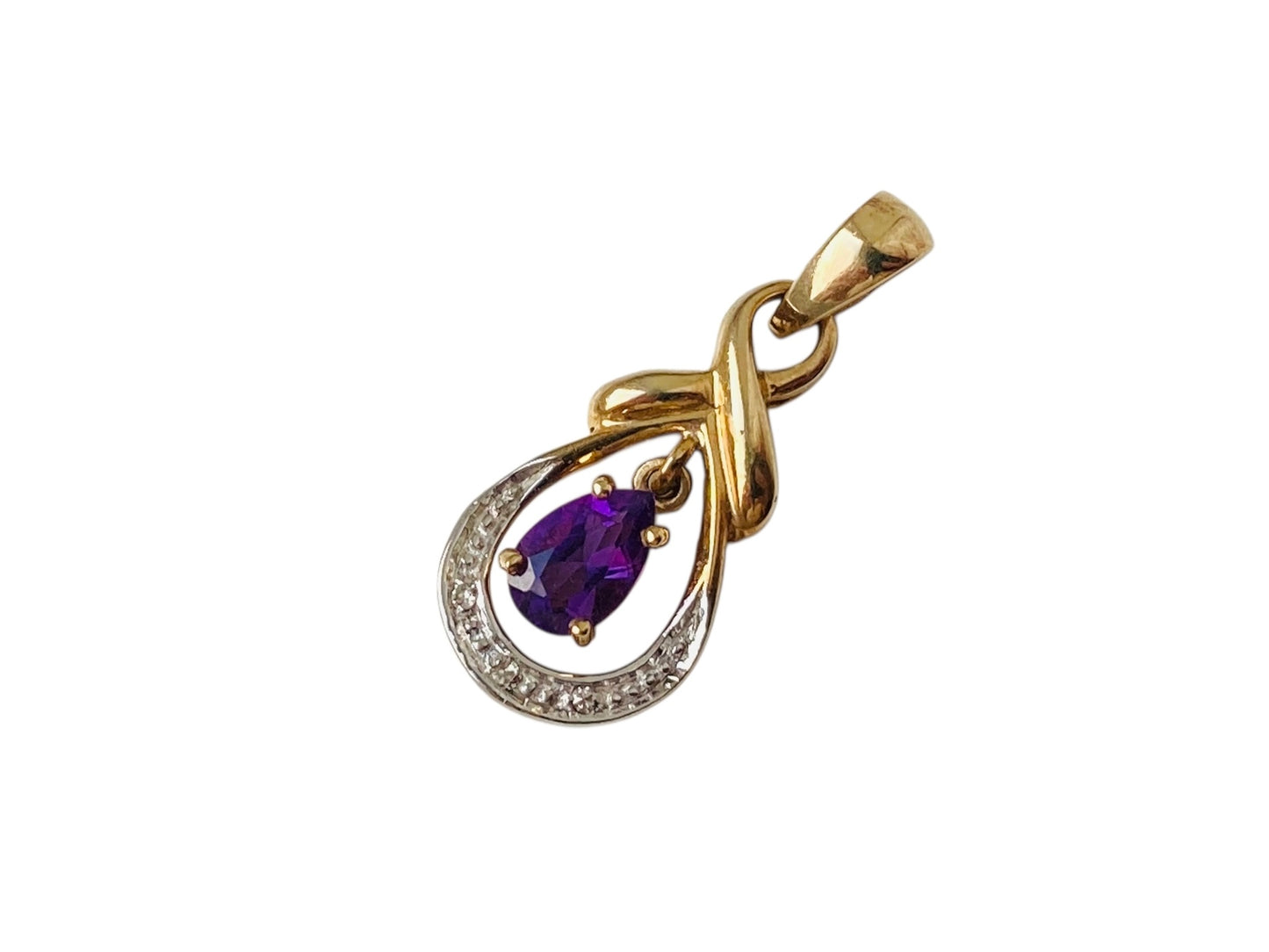 9ct Gold Amethyst & Diamond Pendant