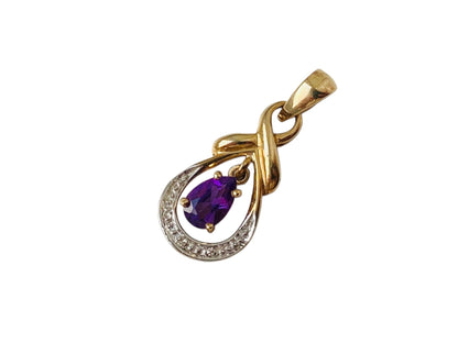 9ct Gold Amethyst & Diamond Pendant