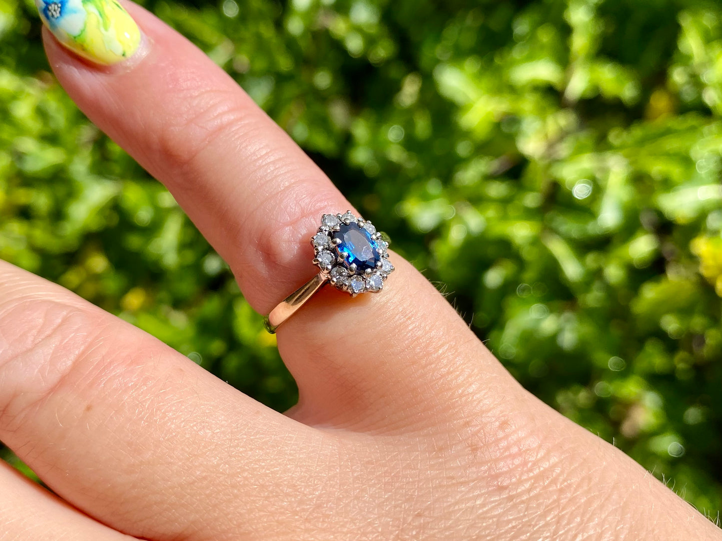 Vintage 9ct Gold Sapphire & Diamond Ring