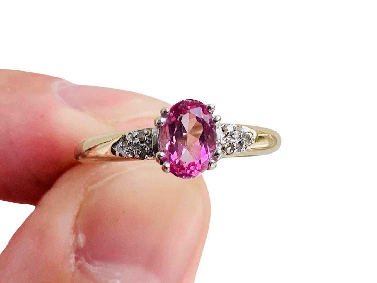 9ct Gold Pink Sapphire & Diamond Ring