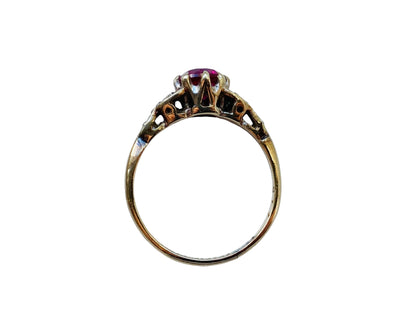 Antique 9ct Gold Pink Ruby Ring