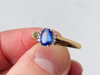 9ct Gold Tanzanite & Diamond Ring