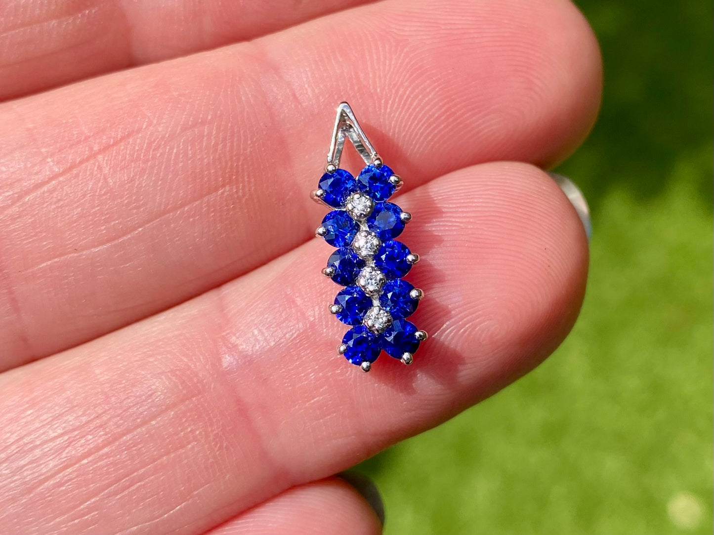 9ct Gold Sapphire & Diamond Pendant