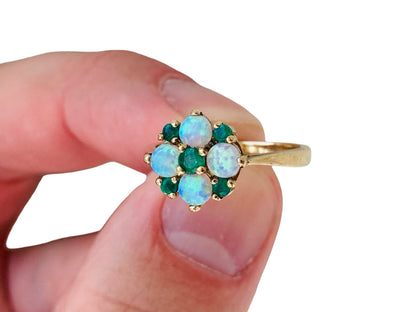 9ct Gold Emerald & Opal Ring