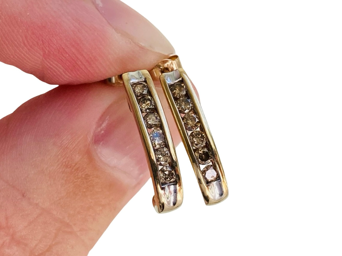 9ct Gold Champagne Diamond Earrings