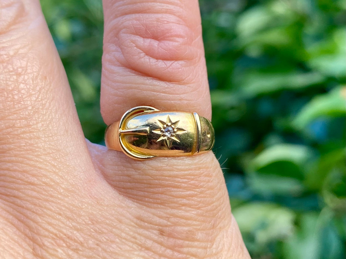 Antique 18ct Gold Belt Buckle Diamond Ring