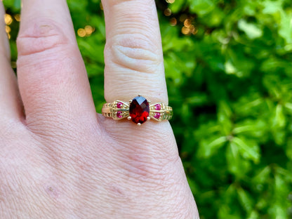 9ct Gold Garnet & Ruby Ring