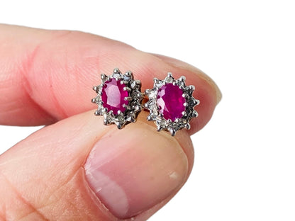 9ct Gold Ruby & Diamond Earrings