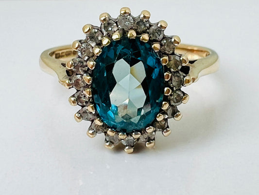 9ct Gold Topaz & Diamond Ring