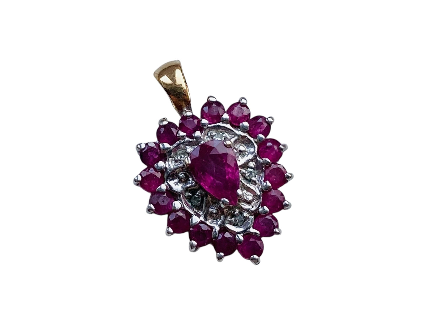 9ct Gold Ruby & Diamond Heart Pendant