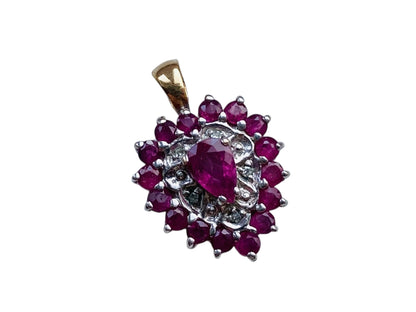 9ct Gold Ruby & Diamond Heart Pendant